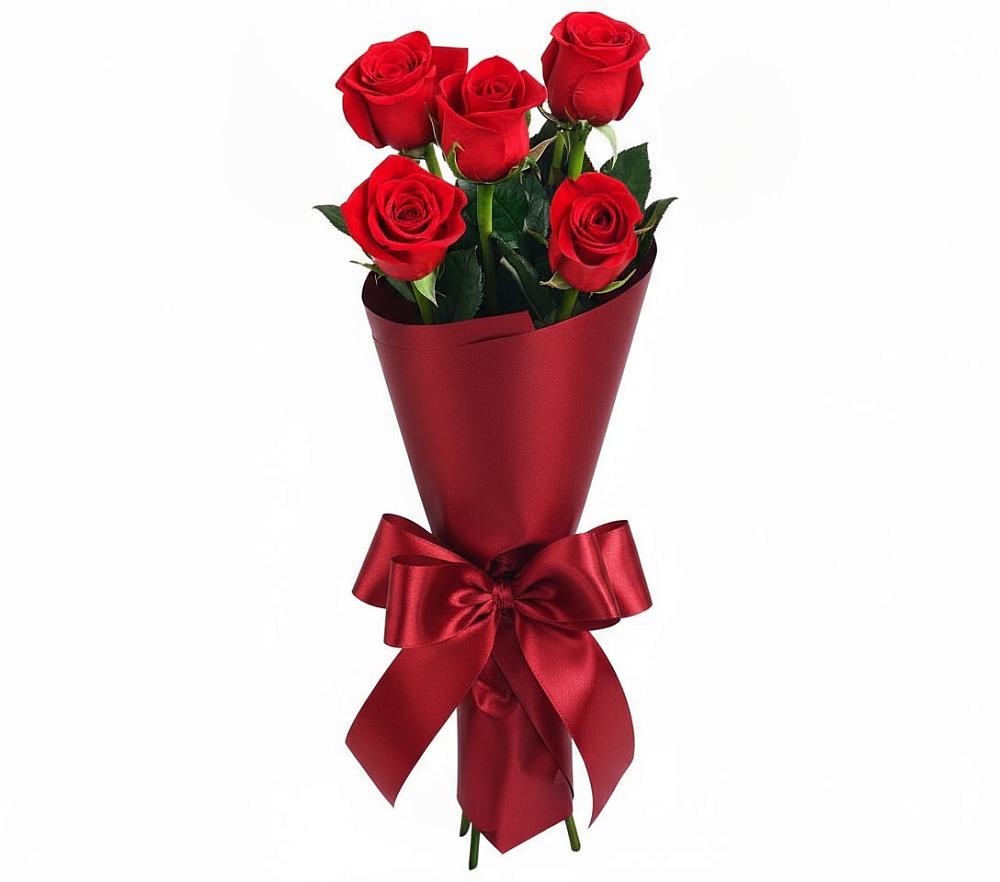 Букет 5 Красных роз Эдлесс Лав в Ермолино Новгородская область