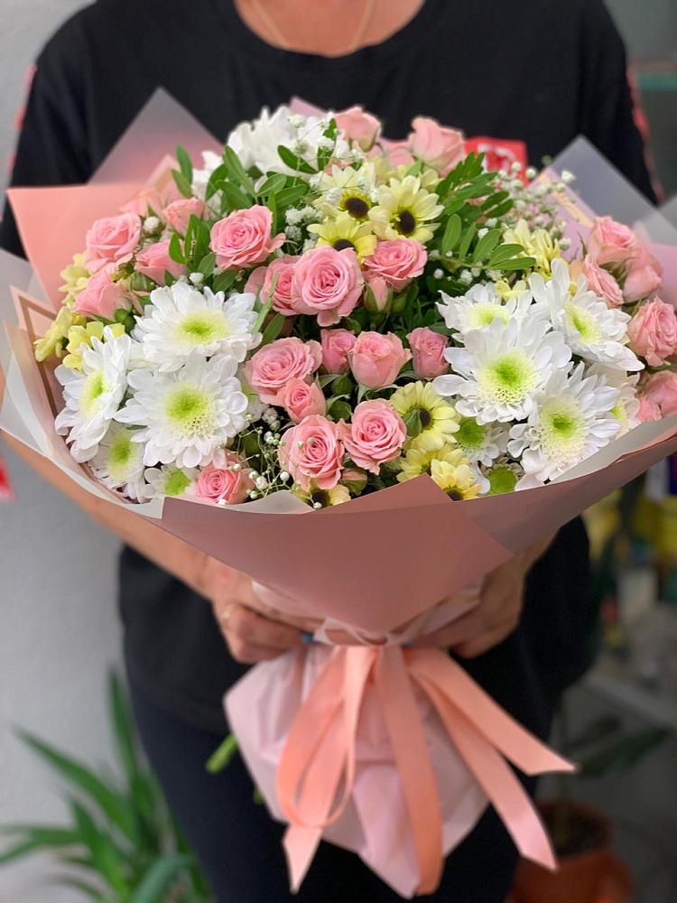 Букет цветов из: Розы и Хризантемы в Ермолино Новгородская область