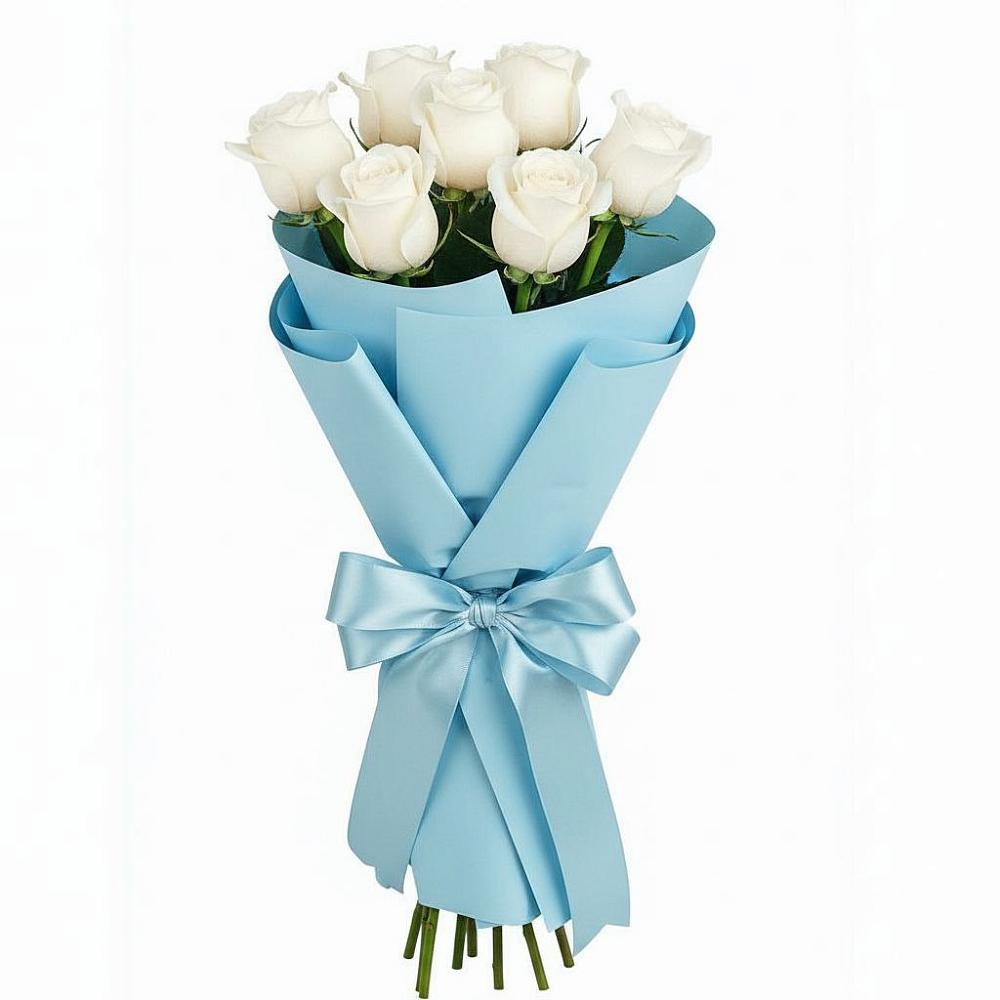 Букет 7 белых роз Проуд в Ермолино Новгородская область