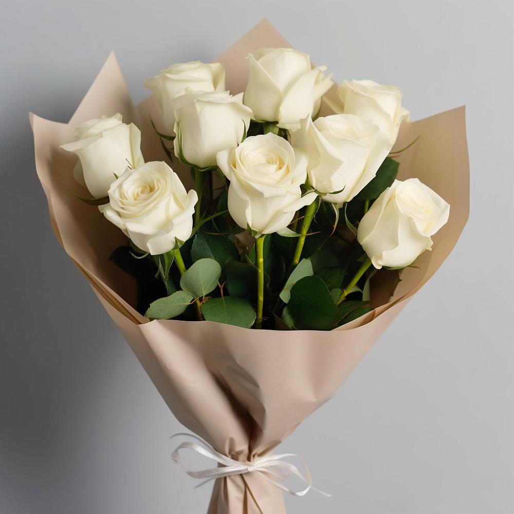 Букет 9 Белых роз Эдлесс Лав в Ермолино Новгородская область