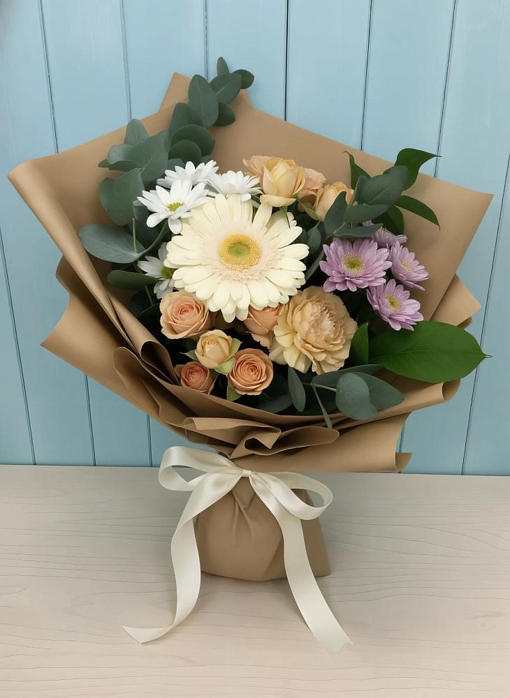 Букет цветов из: Герберы и Хризантемы в Ермолино Новгородская область