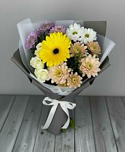 Букет цветов из:  Розы, Герберы и Хризантемы в Ермолино Новгородская область