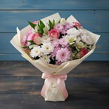 Букет цветов из:  Хризантемы, Альстромерии и Розы в Ермолино Новгородская область