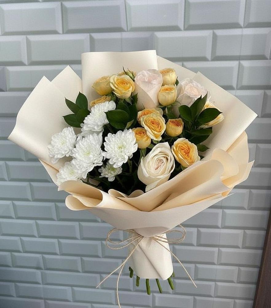 Букет цветов из: Розы и Хризантемы в Ермолино Новгородская область