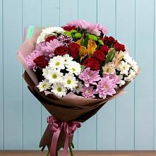 Букет цветов из:  Розы, Хризантемы и Альстромерии в Ермолино Новгородская область